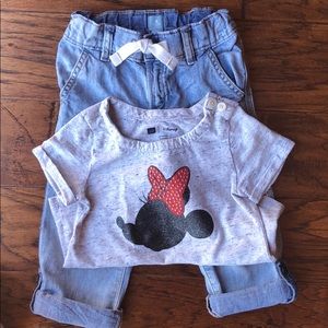 GAP Jeans and Minnie Mouse shirt EUC 3T